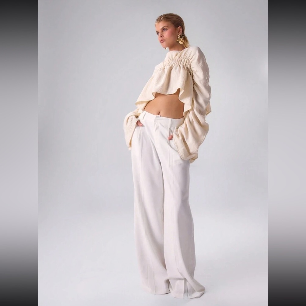 New Inventory 🔥Musera Woven Ruched Draped Sleeve Top🔥